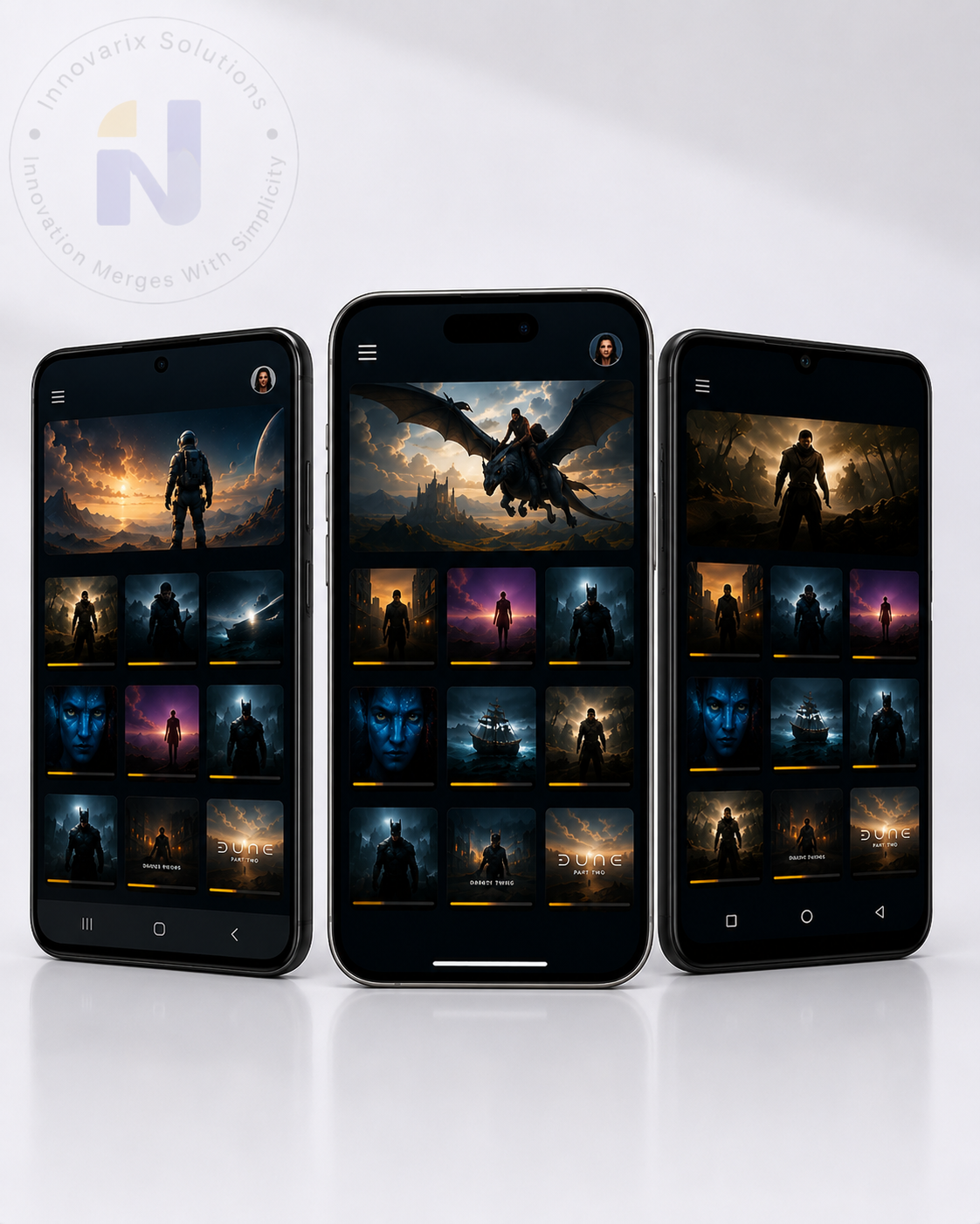 Movies streaming on mobile with a smart TV in the background